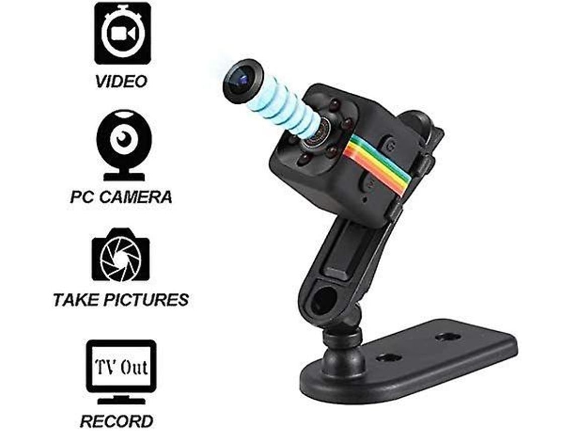 Cámara de vigilancia inalámbrica portátil de alta definición con ángulo de visión ultra amplio de 140°, color negro USHION