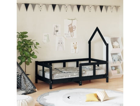Estructura De Cama Infantil VIDAXL Negro Madera (70x140 cm)