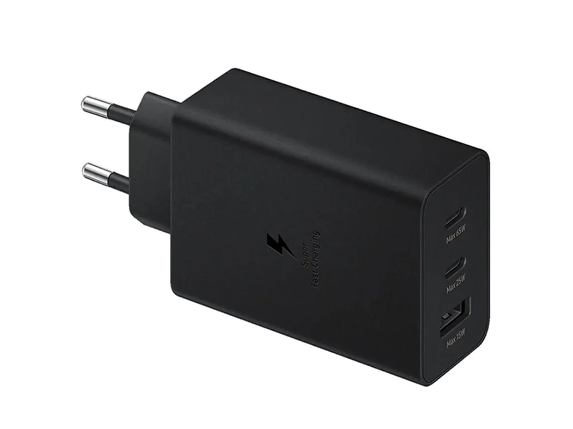 Cargador Base Triple Tipo C Superfastcharge Para Samsung Negro