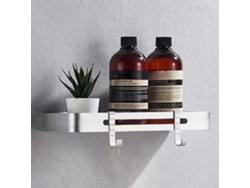 Estante de baño de esquina de aluminio plateado (sin asa)