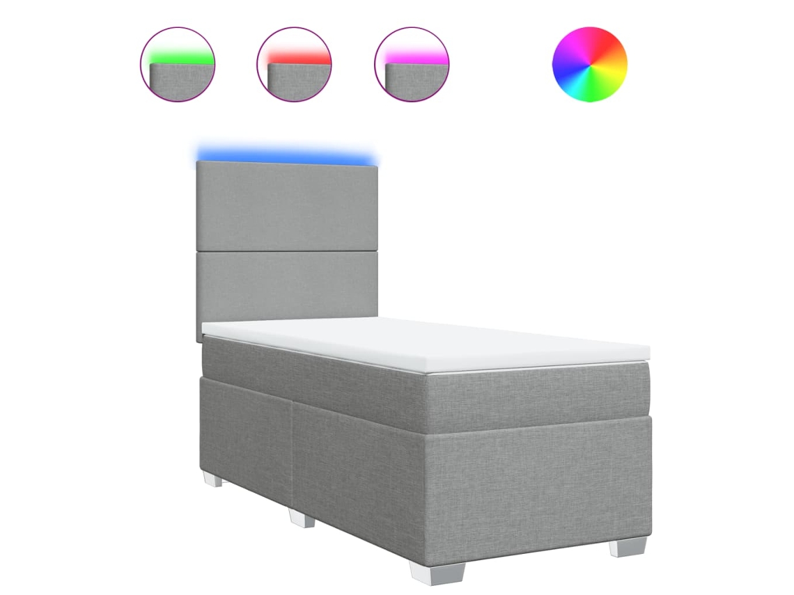 Maison Exclusive - Cama Box Spring Con Colchón Tela Gris Claro 90x190 Cm
