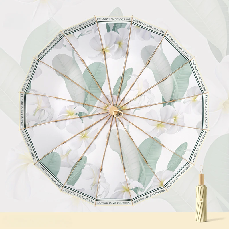 Paraguas Con Protección Uv, Paraguas Plegable Estampado Parasol, Paraguas Grande De Protección Solar
