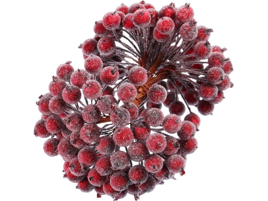 Frutos Navideños Artificiales De Acebo Escarchado 12mm Rojo Oscuro Decoración De Flores 400 Piezas