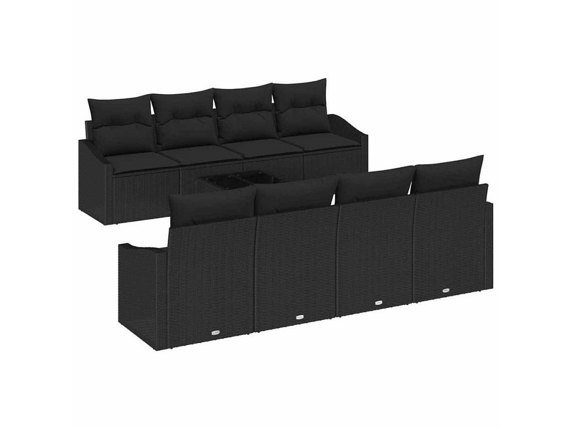 Maison Exclusive - Juego de sofás de 7 piezas con cojines, mimbre negro