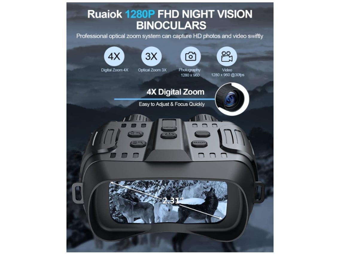 Visão Noturna Binóculos De Visão Noturna 1280p 300m 4x Digital 7l Óculos De Visão Noturna Infravermelho 850nm Preto Facpoet