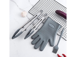 Set Barbacoa Profesional Con Guantes De Silicona Cepillo De Aceite Y Pinzas De 9 Y 12 Pulgadas Para Camping Y Fiestas Al Aire Libre