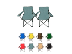 Silla De Camping Plegable De Acero Con Reposabrazos Y Funda Con Asas- 80x80x50 Cm, Resistente Al Agua - Ideal Para Exterior Gris Pack 2 Uds