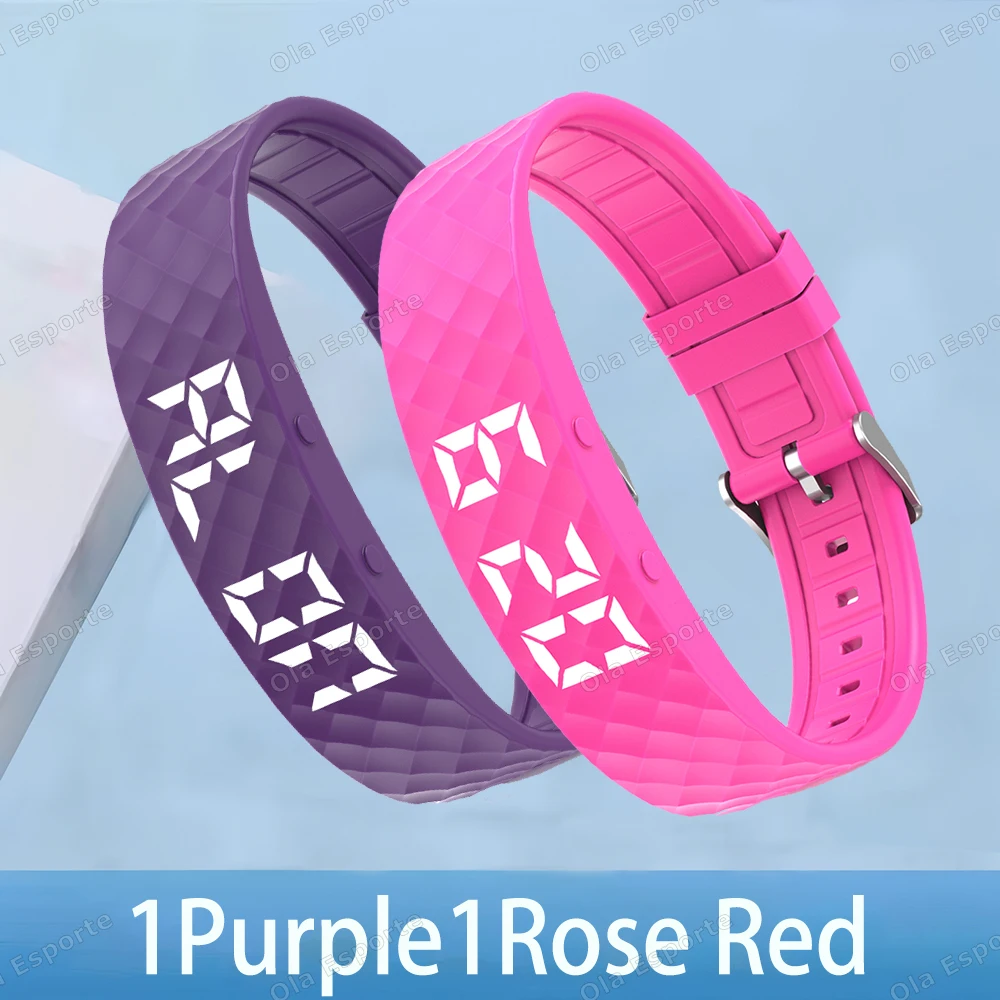 (1 Morado, 1 Rojo) Monitor De Actividad Física Con Alarma Por Vibración, Monitorización Del Sueño Y Podómetro.