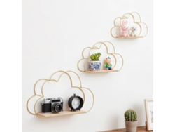 Portaobjetos Pared De Hierro - Decoración Sala/habitación, 3 Piezas Nube (dorado, Sin Objetos Decorativos)