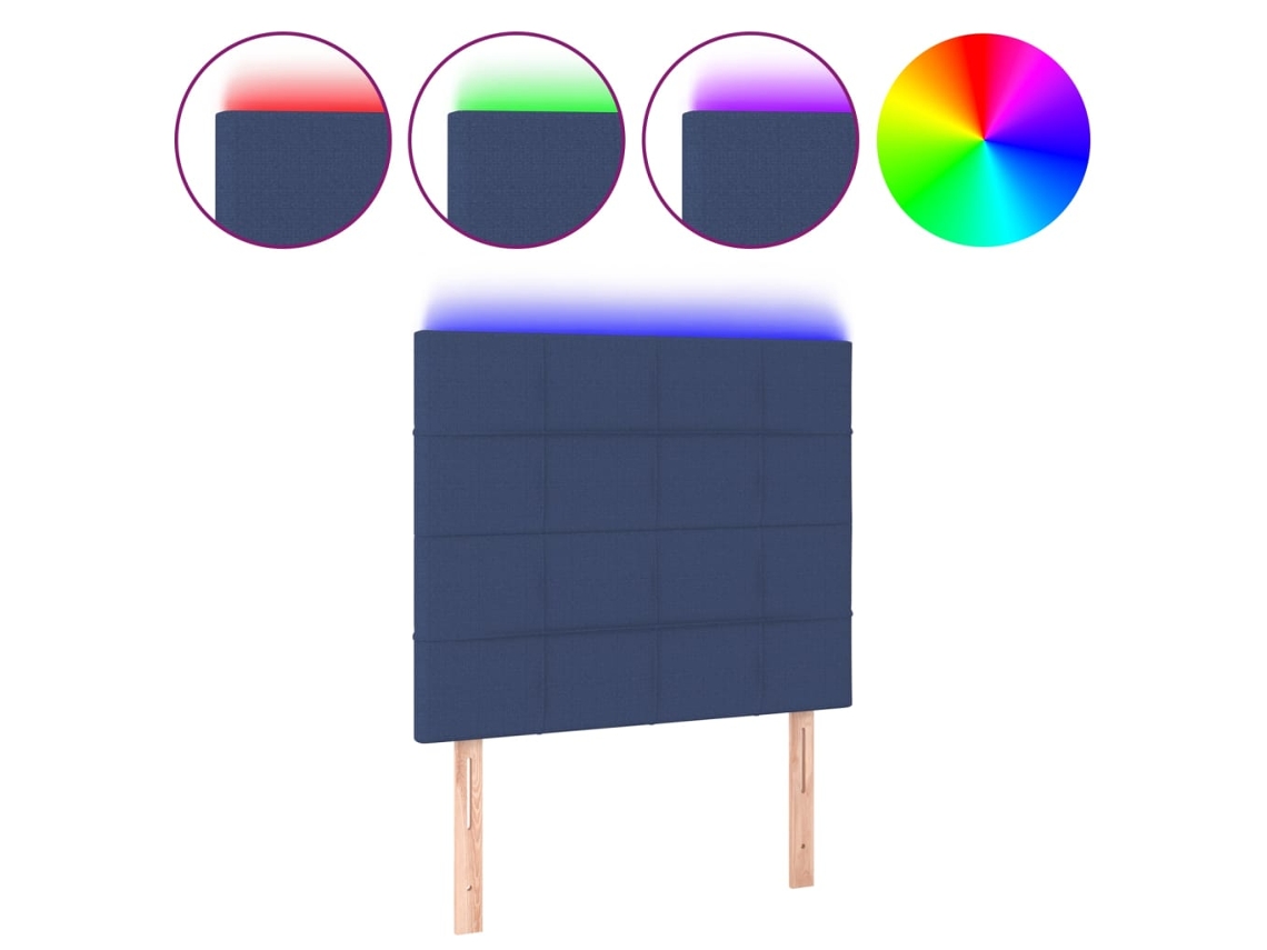 Maison Exclusive - Cabecero Con Luces Led Tela Azul 80x5x118/128 Cm