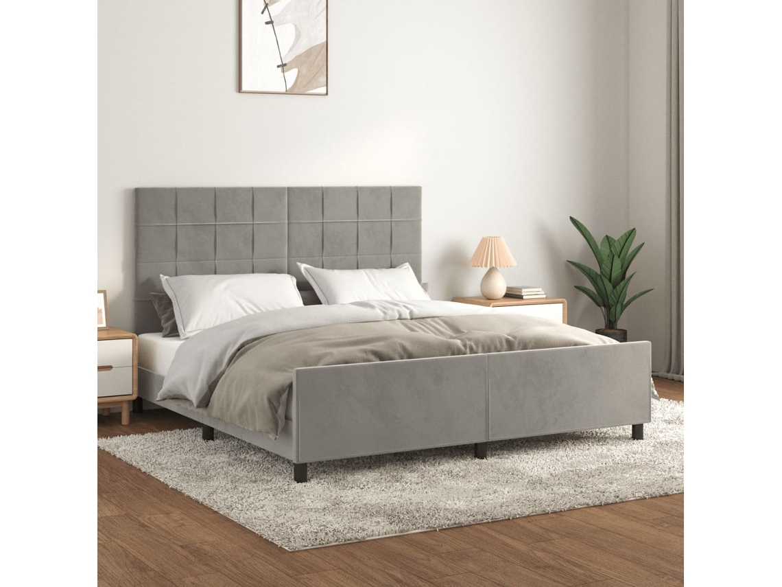 Estructura De Cama Sin Colchón Terciopelo Gris Claro 160x200 Cm