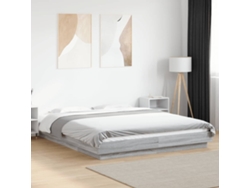 Estructura Cama Con Luces Led Madera Gris Sonoma 150x200 Cm
