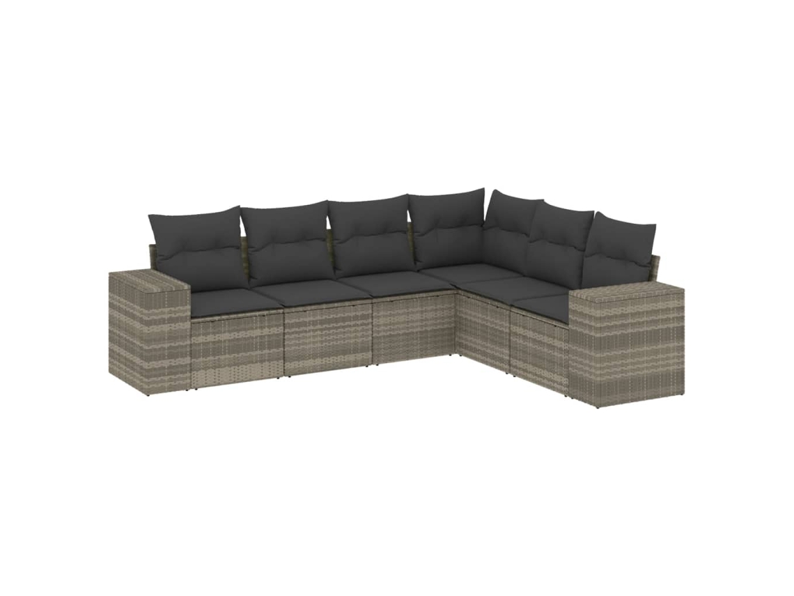 Maison Exclusive - Set De Sofás De Jardín 6 Pzas Y Cojines Ratán Sintético Gris