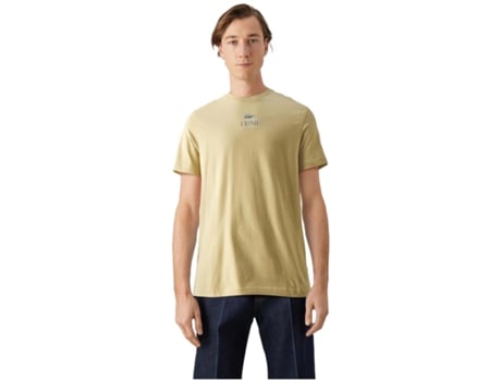Camiseta de Hombre LACOSTE Corta Subtle Logo Beige (M)