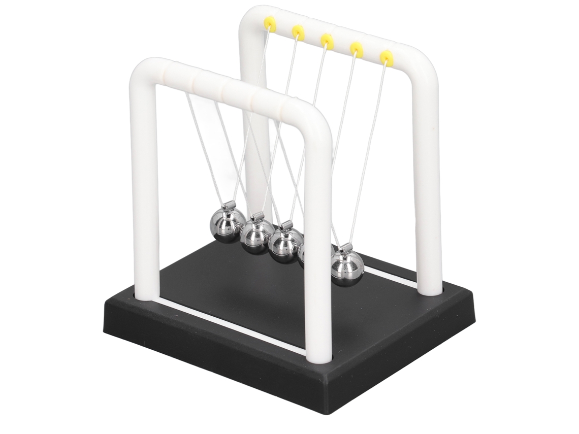 Dan26-newtons Cradle Balanza Bolas Ciencia Física Estudio Decoración Oficina Relajación Swing Ball Blanco 3.5x2.91x3.7in