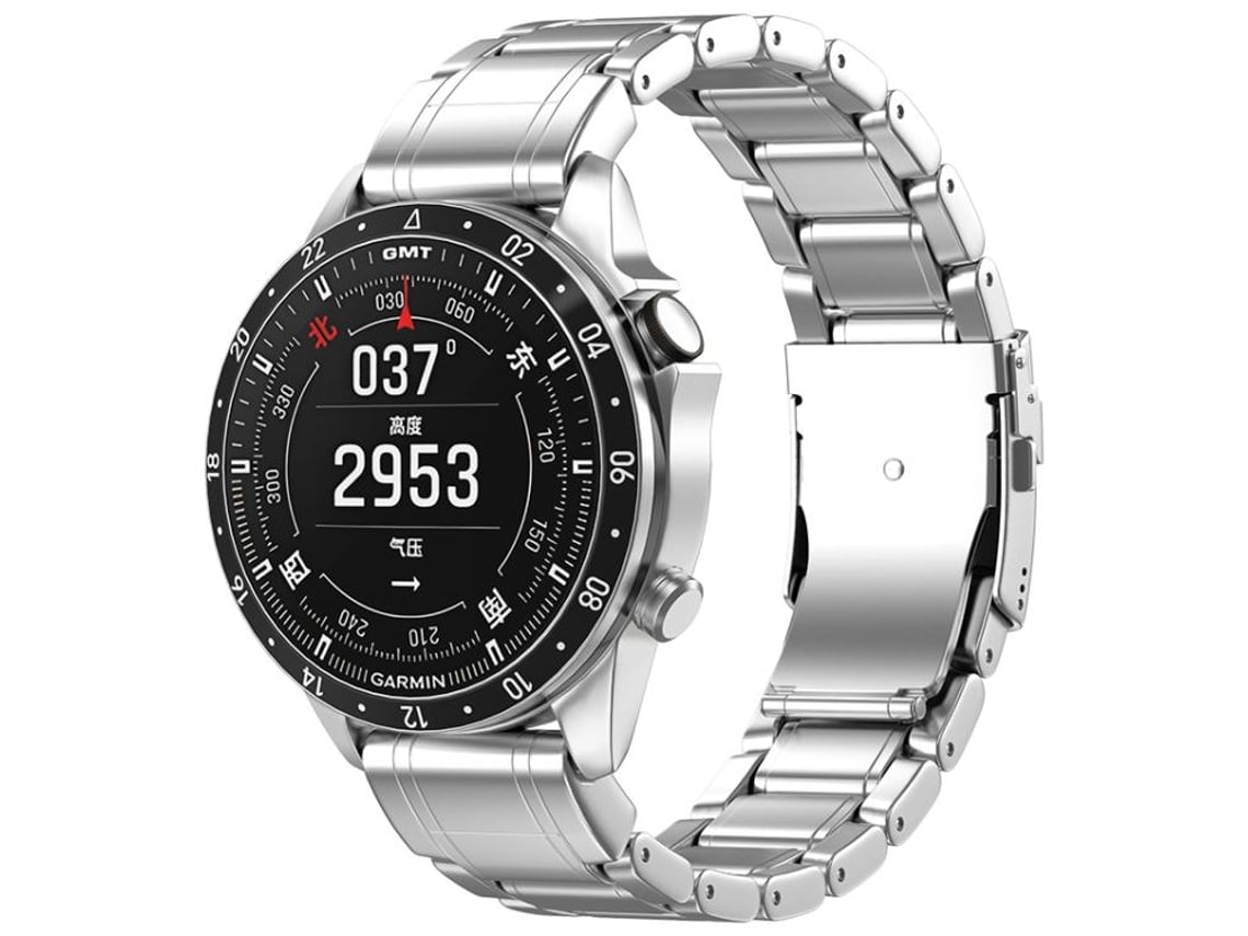 Bracelete Para Garmin (26mm) - Titânio Puro - Fivela De Segurança Prata