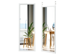 Espejo de pared de cuerpo entero con ganchos ajustables, 37x2x120 cm, blanco.