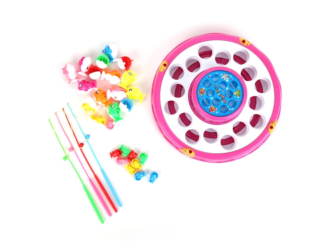 Juego De Pesca Eléctrico De Doble Capa Con Caña Para Niños De 3 Años En Adelante - Rosa
