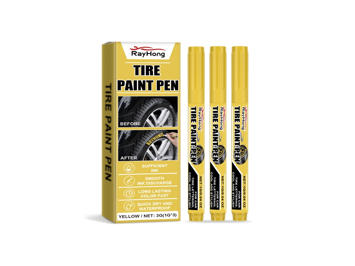 Rotulador de pintura amarilla para neumáticos de coche