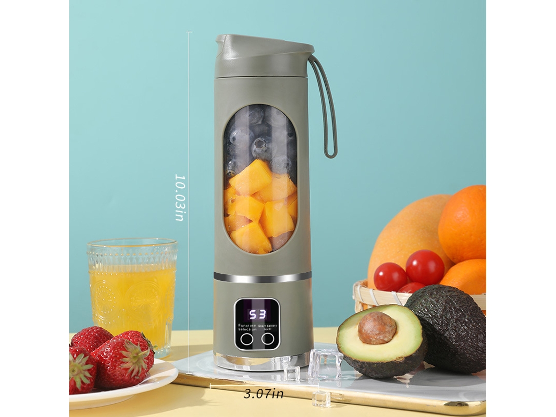 Batidora Verde 450ml 12 Cuchillas C  Pantalla Led Recargable Para Casa Deportes Exterior