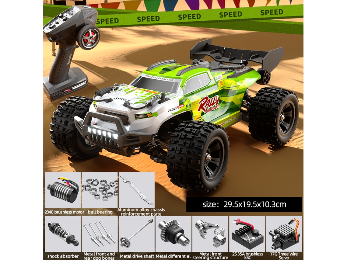 Coche teledirigido Big Foot 4x4 a escala 1/18, 50 km/h, todoterreno de alta velocidad, juguete para niños y adultos, color verde. Aeuzwr