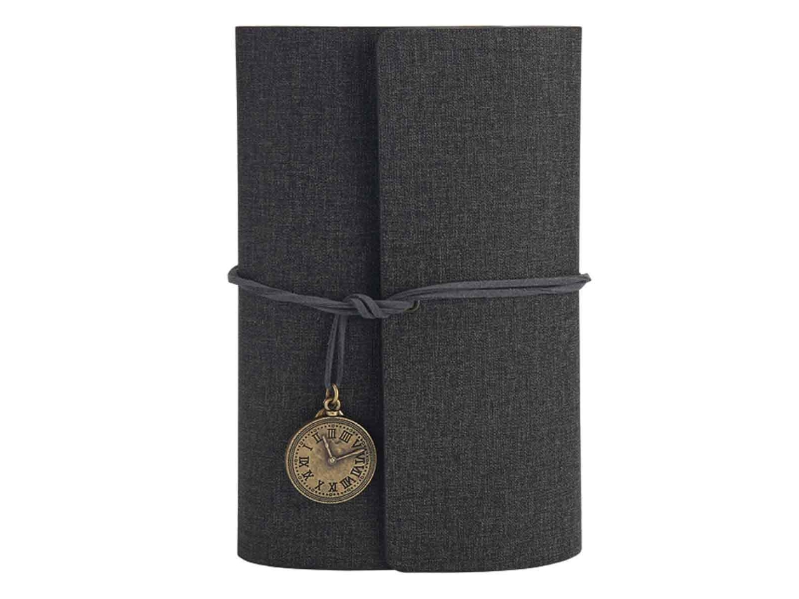 Cuaderno de cuero sintético con elementos de reloj de bolsillo retro y hebilla, interior reemplazable para escribir en Kofihety