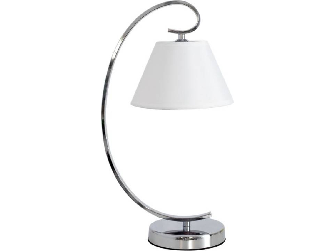 Lámpara de Mesa FABRILAMP Concordia (Plateado - Metal, Tejido, Vidrio - 47x20 cm)