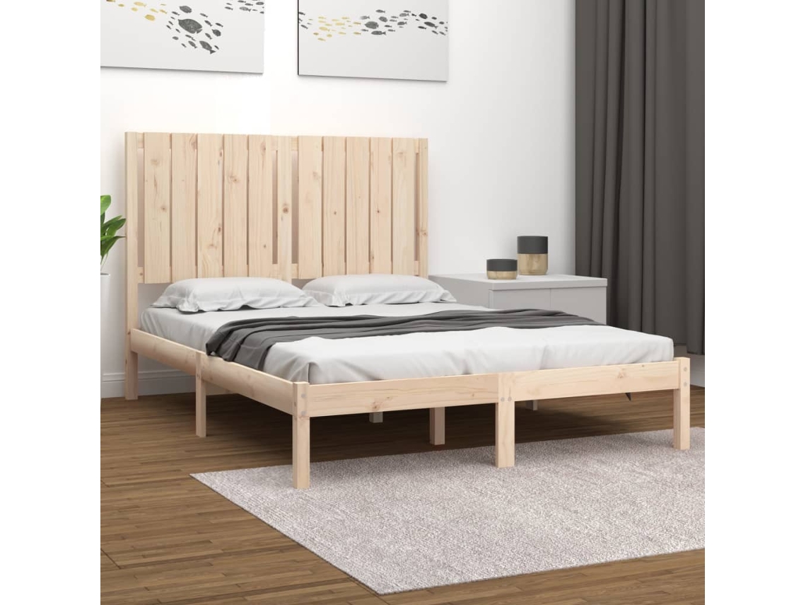 Estructura De Cama Sin Colchón Madera De Pino Maciza 120x200 Cm