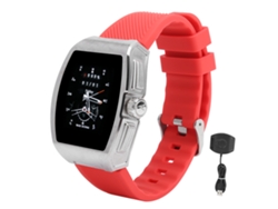 Pulseira Inteligente Esportiva Com Tela Lcd Monitoramento Saúde Bluetooth Ip68 Banda De Silicone Cor Aço Vermelho