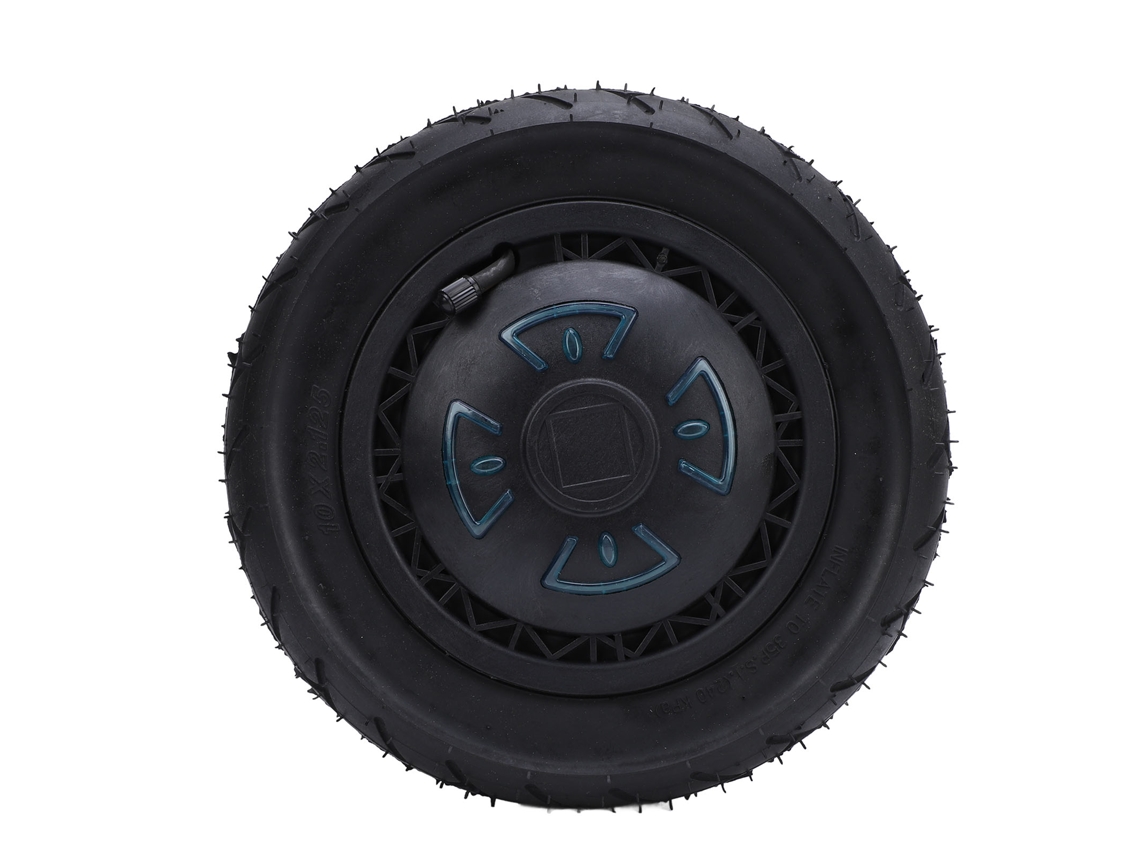 Buje de motor sin escobillas de 10 pulgadas (modelo 2026) para patinete eléctrico con absorción de impactos de goma y aluminio.