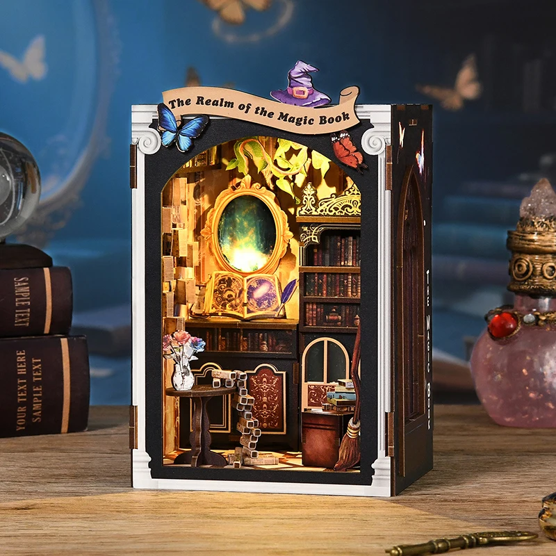 Librería mágica DIY: Maqueta arquitectónica de un soporte para libros de madera hecho a mano (MDUG)