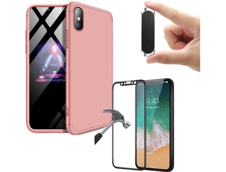 Carcasa, Protector y Soporte iPhone X Slim armor 360º Rosa
