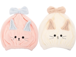 Juego de 2 gorros de ducha absorbentes de terciopelo coral para mujer, toalla de secado suave.