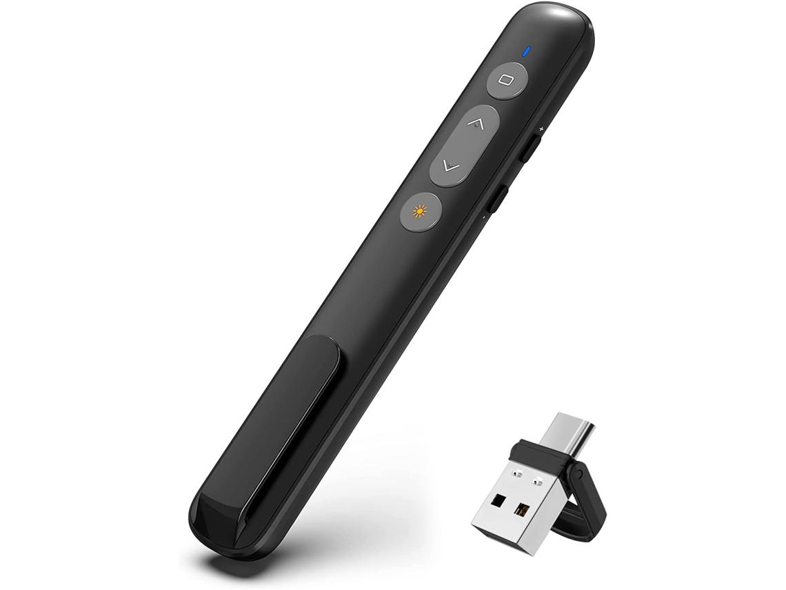 Presentador láser inalámbrico USB C/USB A 2,4 GHz recargable Hipervínculo Control de volumen Presentación de PowerPoint Clic Gertiz