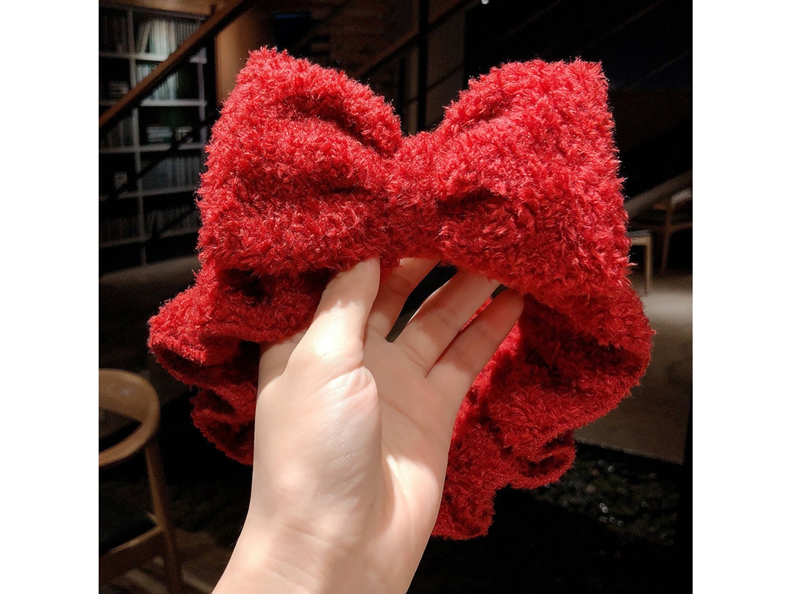Cinta Para El Cabello De Maquillaje Lindo Suave Elástico Amigable Con La Piel Para Lavado Facial Rojo Con Lazo