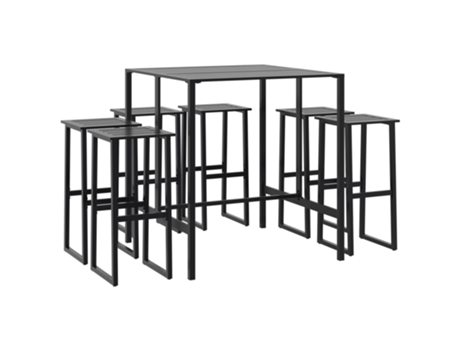 Conjunto 7 De Muebles De Bar De Jardín VIDAXL Negro Acero