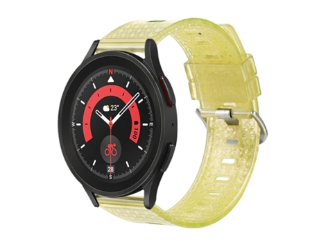 Correa de reloj inteligente para Samsung Galaxy Watch 42 mm 20 mm Correa de reloj de TPU de diamante transparente brillante (amarillo)