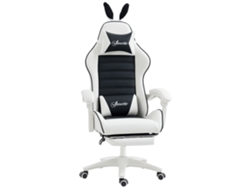 Silla Gaming Profesional En Piel Sintética Blanca Y Negra.
