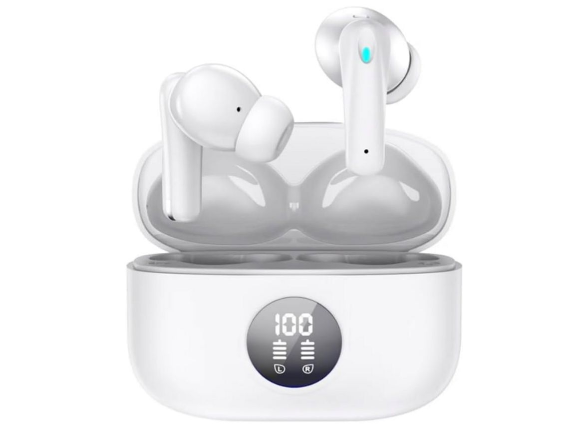 YEMAESRE Tws Diseño Pantalla Led Bluetooth Auriculares Impermeables Blanco