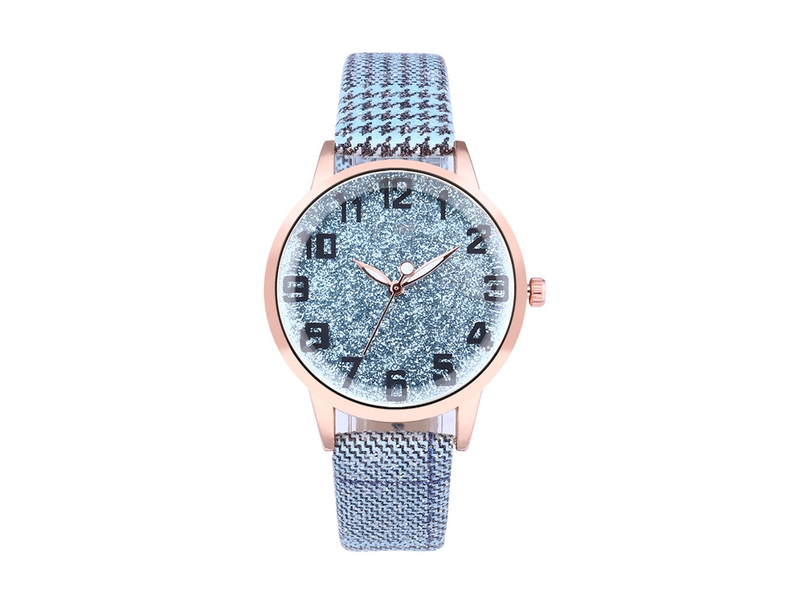 Elegante Reloj De Pulsera De Cuarzo Informal Para Mujer Con Esfera Redonda Azul Claro.