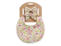 Babero reversible de lino y algodón estampado para bebé con diadema y toallita para la saliva DP021 10 XIAOMOYU