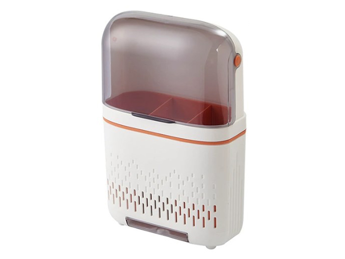 Soporte Multifuncional Para Palillos De Pared, A Prueba De Polvo, Con 3 Ganchos, Blanco Y Naranja.