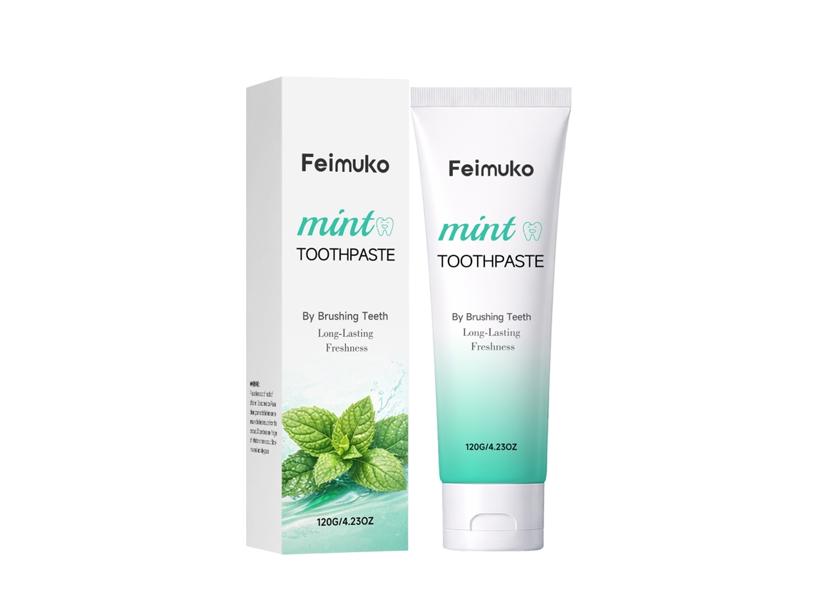 La pasta de dientes Feimuko Fresh Mint elimina las manchas y el mal aliento.