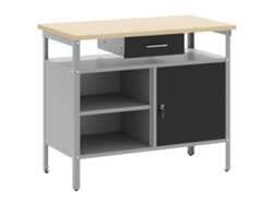 Banco de trabajo moderno de acero Vidaxl con almacenamiento ajustable, acero gris (100 x 55 x 85 cm)