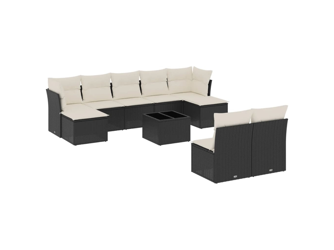 Maison Exclusive - 10 Pcs Conjunto Sofás De Jardim C/ Almofadões Vime Pe Preto