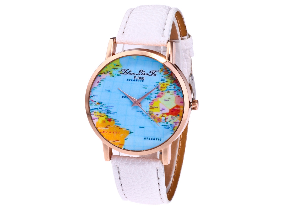 Reloj De Pulsera Unisex De Cuarzo Con Esfera Redonda Y Correa De Cuero Blanco.