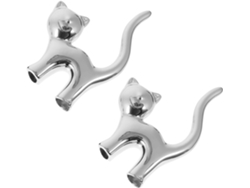 Nuobesty Juego De 2 Soportes Para Anillos De Cerámica Chapados En Oro Con Forma De Gato, Organizador De Anillos