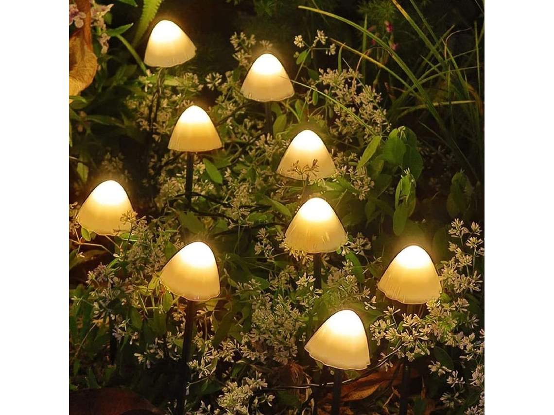 Luces solares LED impermeables Hongo 2026 para jardín, decoración, 3,8 m, 12 luces.