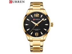 Reloj De Pulsera Casual De Cuarzo Para Hombre (dorado Y Negro) De Acero Inoxidable, Sencillo Y Resistente Al Agua.