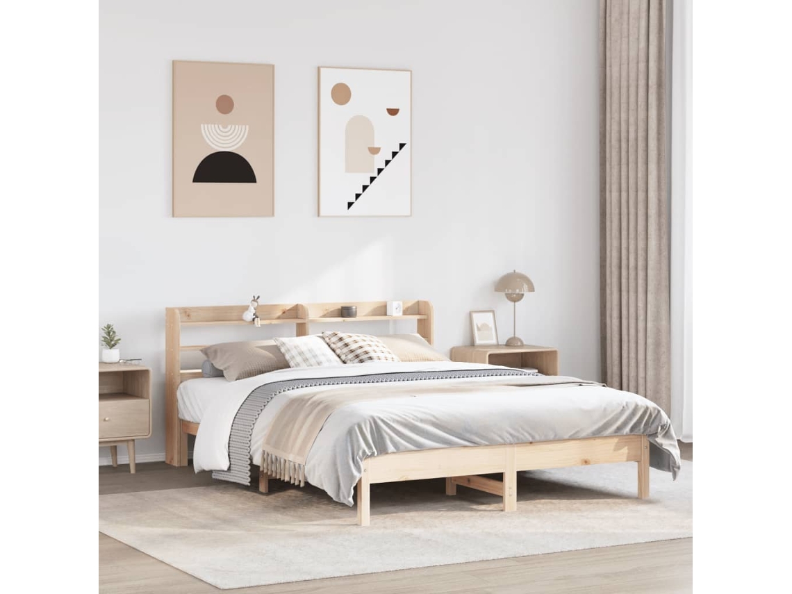 Estructura De Cama Sin Colchón Madera Maciza De Pino 160x200 Cm